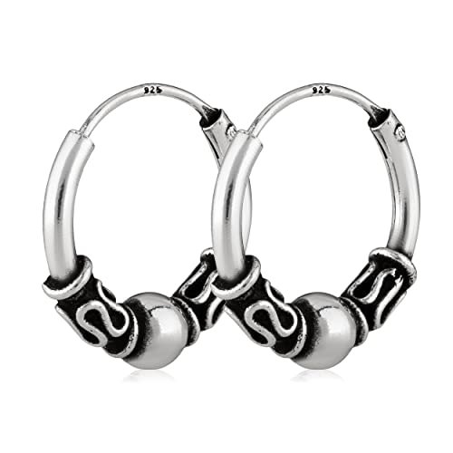 NKlaus Paar Creolen 14mm Silber 925 Skandinavische Keltische Ohrringe mit Kugel 3017 von NKlaus