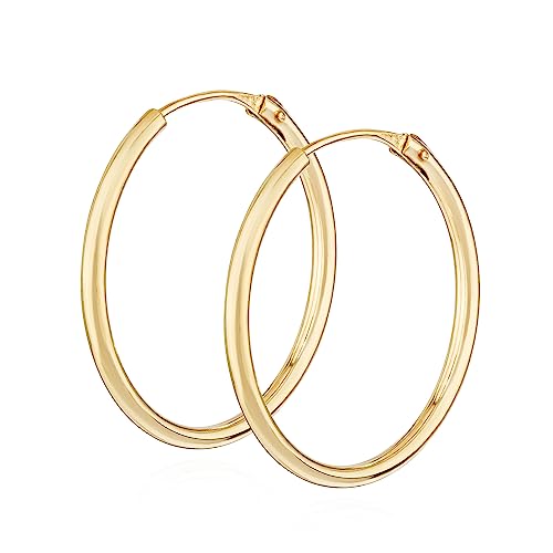 NKlaus Paar Creolen 333 Gelb Gold 8 Karat 16mm Damen Goldohrringe Rund Ohrschmuck 14383 von NKlaus