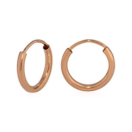 NKlaus Paar Creolen 585 Rose Gold 14 Karat 13mm Ohrringe 2,0mm Stärke 40117 von NKlaus