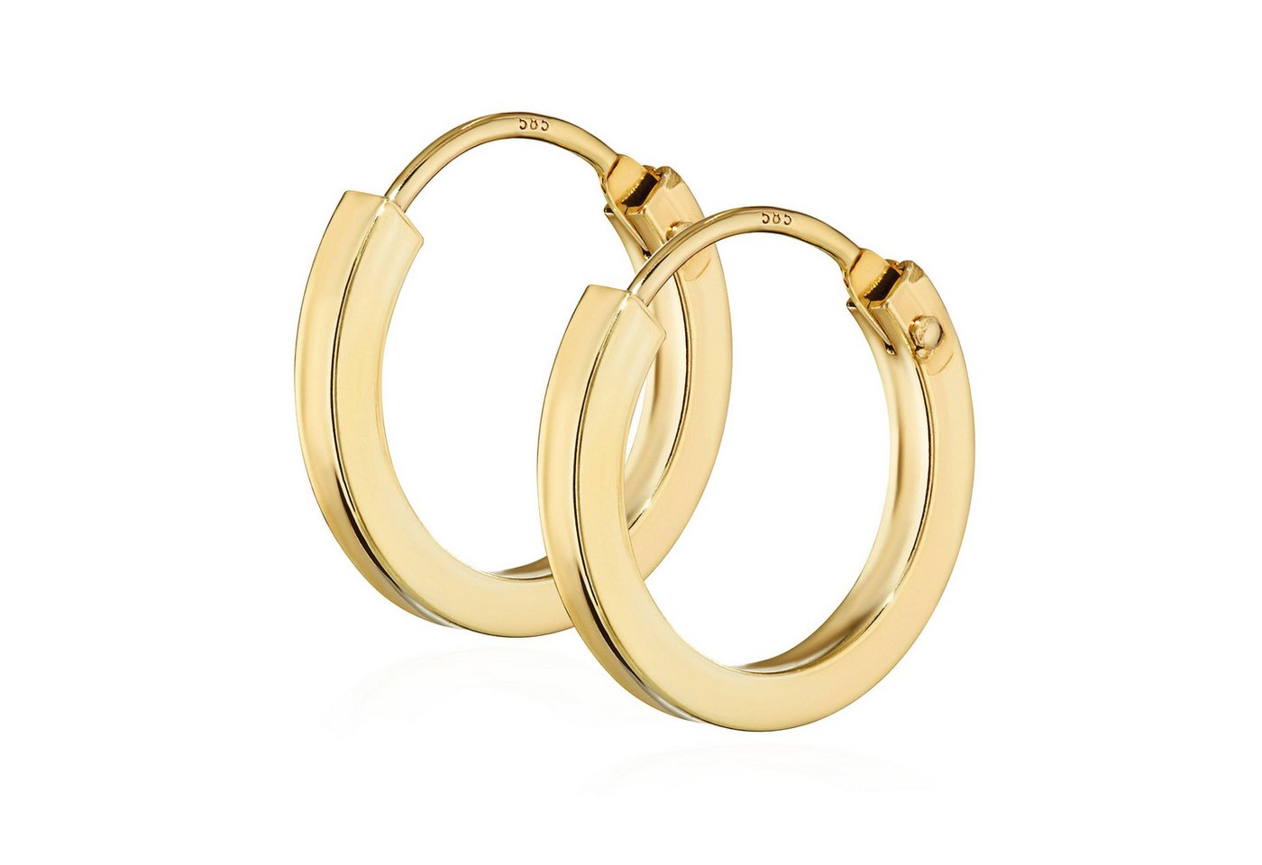 NKlaus Paar Creolen Paar 585 Gelb Gold Creole Ohrringe Ohrschmuck Flac von NKlaus