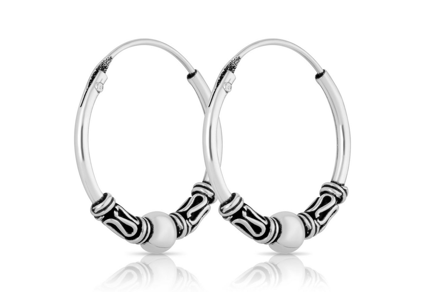 NKlaus Paar Creolen Paar Bali Creolen 16mm aus 925 Sterling Silber Mit von NKlaus