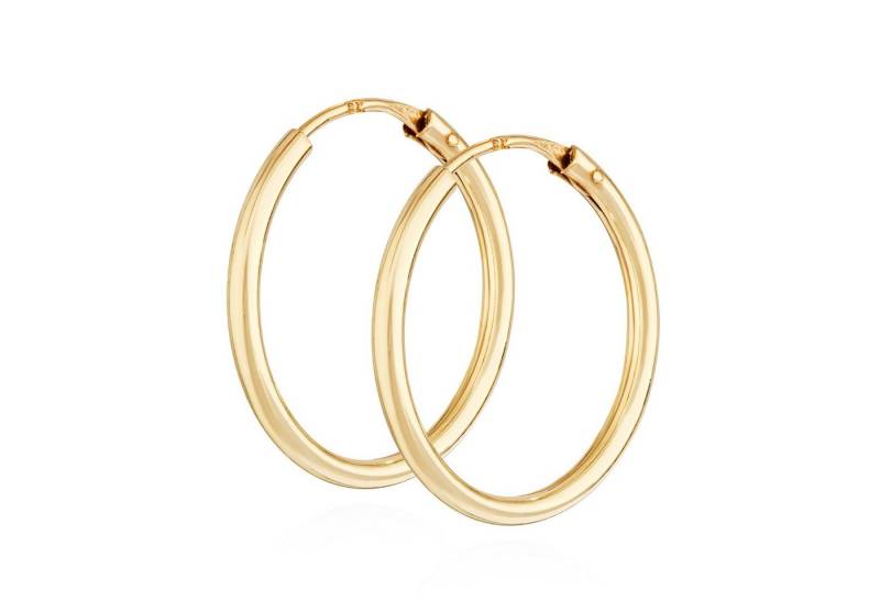 NKlaus Paar Creolen Paar Creolen 333 Gelb Gold 8 Karat 14mm Damen Goldohrringe Rund Ohrsch von NKlaus