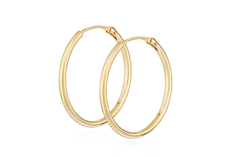 NKlaus Paar Creolen Paar Creolen 333 Gelb Gold 8 Karat 16mm Damen Goldohrringe Rund Ohrsch von NKlaus