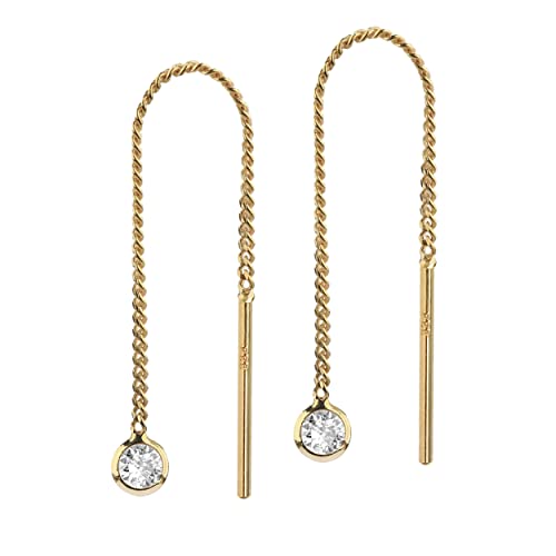 NKlaus Paar Durchzieher 333 Gelb Gold 8 Karat Ohrringe 4cm Ohrhänger mit Zirkonia 4069 von NKlaus