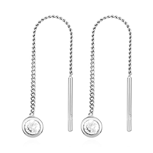 NKlaus Paar Durchzieher Ohrhänger 925 Silber 4,5mm Zirkonia weiß hängende Ohrringe 13468 von NKlaus