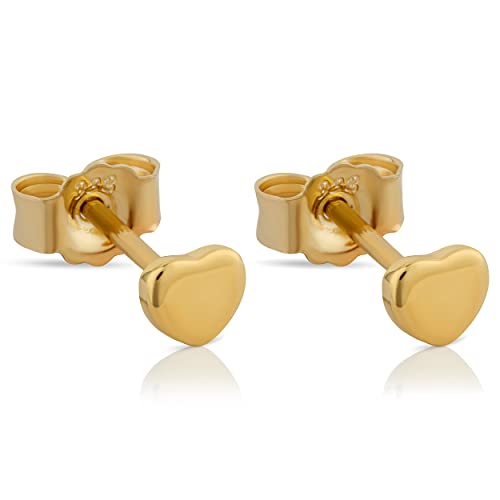 NKlaus Paar Herz Damen Kinder Ohrstecker klein 4mm schlicht 333 Gelb Gold 8 Karat 13168 von NKlaus