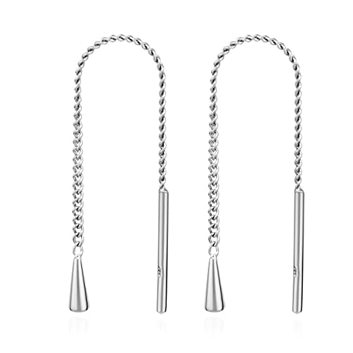 NKlaus Paar Kegel Durchzieher Ohrhänger 925 Silber 6x2mm Damen hängende Ohrringe 13469 von NKlaus