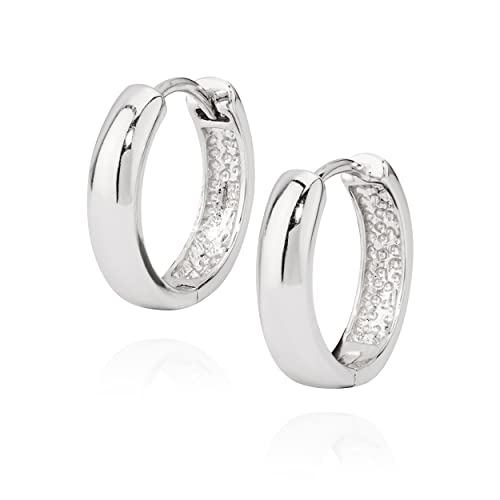 NKlaus Paar Klappcreolen Rund 925 Silber anlaufgeschützt 14mm Scharniercreolen Ohrringe 11199 von NKlaus