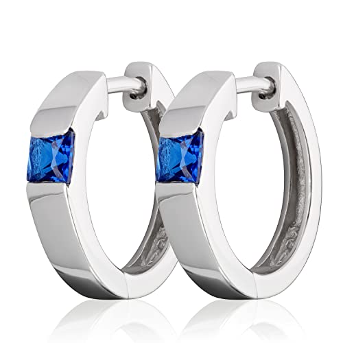 NKlaus Paar Ø 16mm 925 Sterling Silber Klappcreolen Zirkonia Dunkelblau Ohrringe rhodiniert 2113 von NKlaus