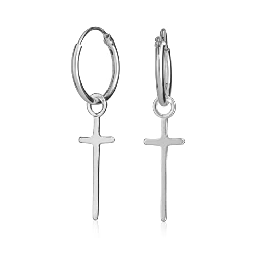 NKlaus Paar Ohrhänger 925 Silber 30mm Ohrringe Keltische Creolen mit Kreuz Gothic 3671 von NKlaus