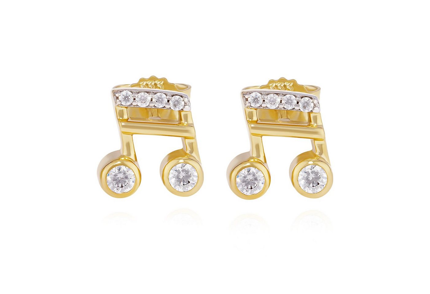 NKlaus Paar Ohrhänger Einzel Notenschlüssel Ohrstecker 333 Gelb Gold 8 Karat 7x7mm Musik Dam von NKlaus