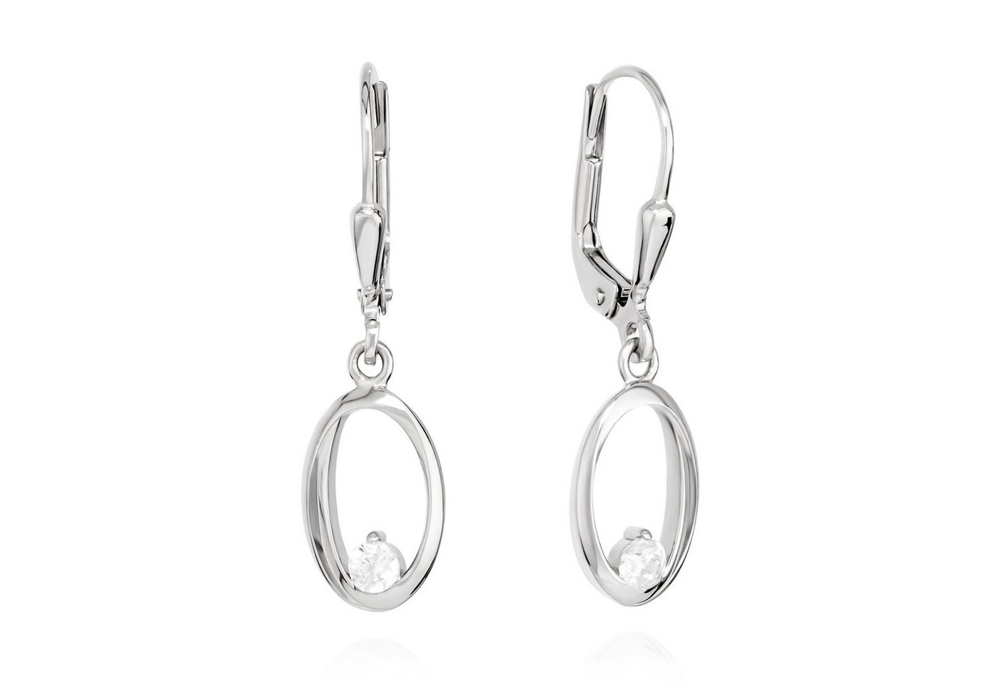 NKlaus Paar Ohrhänger Paar Brisur Modernes Design Ohrhänger 925 Silber 19mm Zirkonia weiß Oh von NKlaus