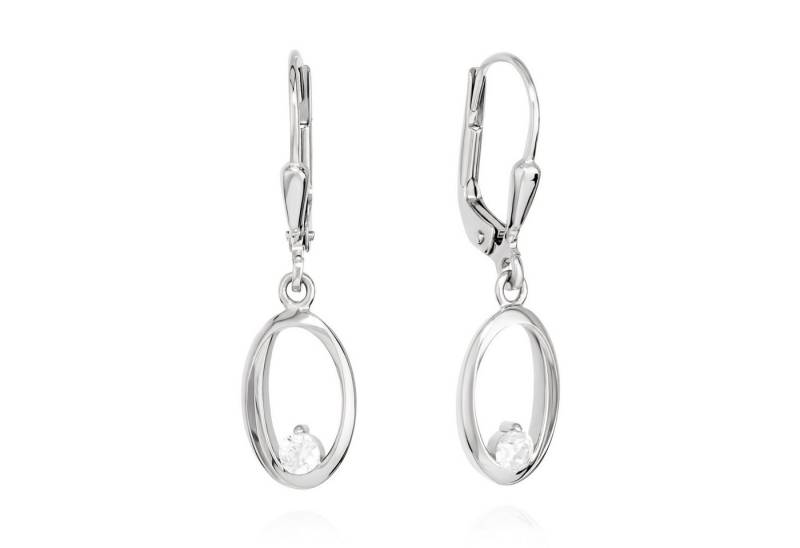 NKlaus Paar Ohrhänger Paar Brisur Modernes Design Ohrhänger 925 Silber 19mm Zirkonia weiß Oh von NKlaus