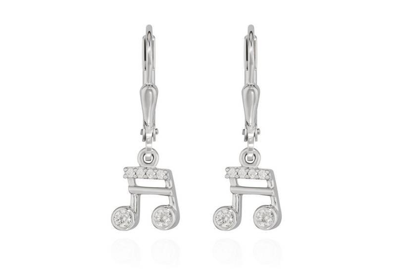 NKlaus Paar Ohrhänger Paar Brisur Musik Note Ohrhänger 925 Silber 9x7mm Zirkonia weiß Damen von NKlaus