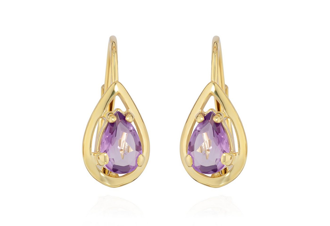 NKlaus Paar Ohrhänger Paar Brisur Ohrhänger echt Amethyst 333 Gelb Gold 8 Karat 14x6mm Damen von NKlaus