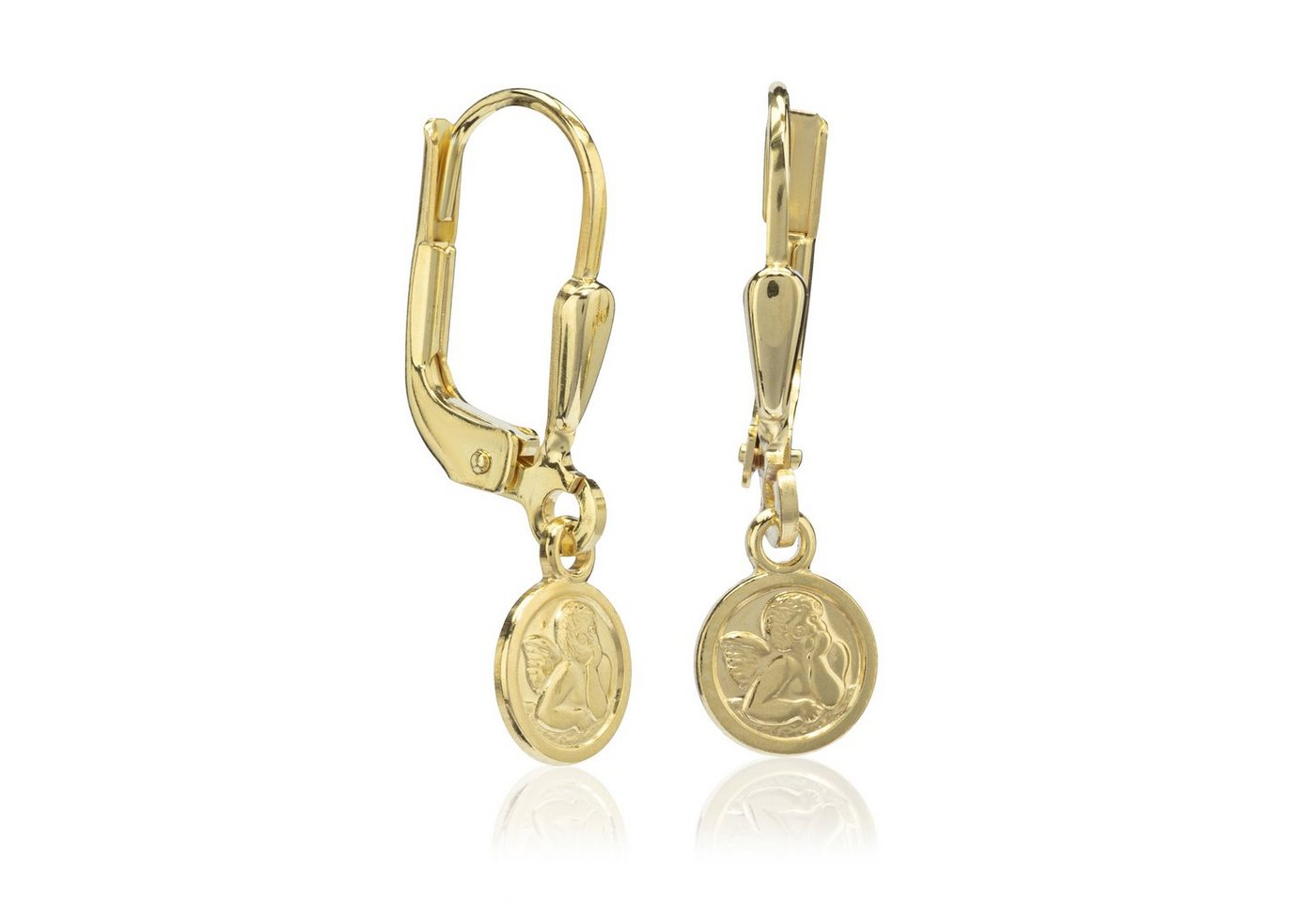 NKlaus Paar Ohrhänger Paar Ohrhänger 20mm Schutzengel Poliert 8 Karat Ge von NKlaus