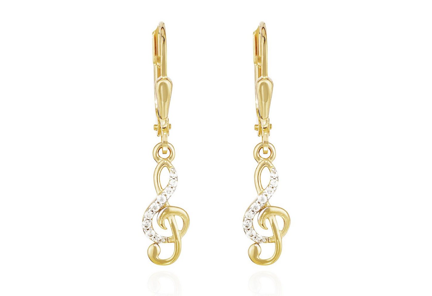 NKlaus Paar Ohrhänger Paar Violinschlüssel Brisur Ohrhänger 333 Gelb Gold 14x5mm Ohrringe Zi von NKlaus