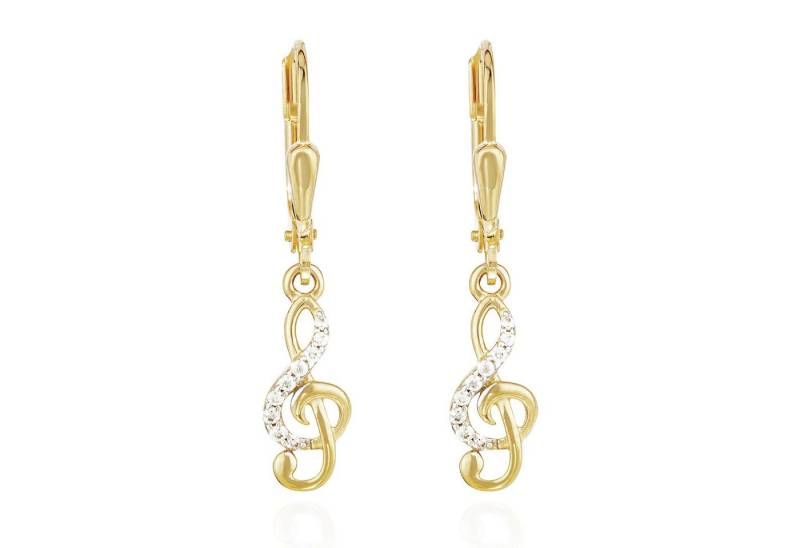 NKlaus Paar Ohrhänger Paar Violinschlüssel Brisur Ohrhänger 333 Gelb Gold 14x5mm Ohrringe Zi von NKlaus