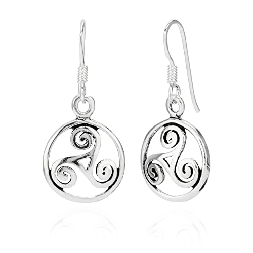 NKlaus Paar Ohrhänger keltisches Triskel im Kreis 925 Silber 13mm Damen Ohrringe 11135 von NKlaus