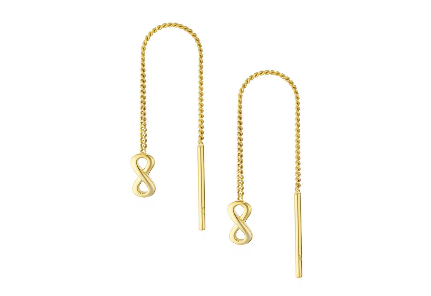 NKlaus Paar Ohrhaken Paar Durchzieher Unendlichkeits 333 Gelbgold 8 Karat 6,5x3,5mm Damen O (1 Paar - 2 Stück) von NKlaus