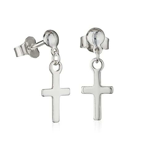 NKlaus Paar Ohrstecker 925 Silber mit Kreuz 11,6mm Ohrhänger Gothic Ohrringe 3673 von NKlaus