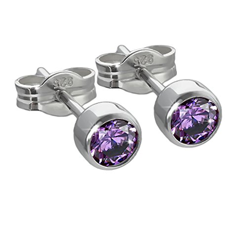 NKlaus Paar Ohrstecker 925 Silber rhodiniert 4,50mm amethyst Zirkonia Damen Herren 6689 von NKlaus