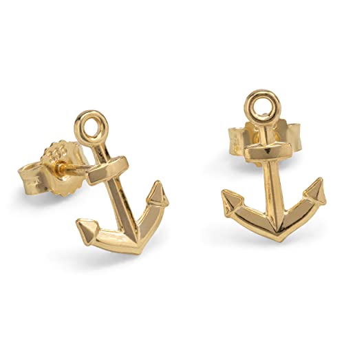 NKlaus Paar Ohrstecker Anker 333 Gelb Gold 8 Karat Glanz Ohrschmuck Motiv echtgold Ohrringe Brisur Verschluss 40118 von NKlaus
