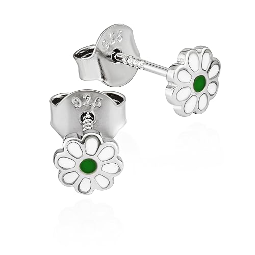 NKlaus Paar Ohrstecker Blume Grün 925 Silber rhodiniert 5,5x5,5mm Damen Ohrringe 14820 von NKlaus
