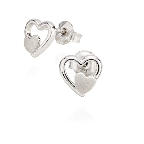 NKlaus Paar Ohrstecker Doppelherz 925 Silber 8x8mm Herz offen Damen Ohrringe glanz-matt 9808 von NKlaus