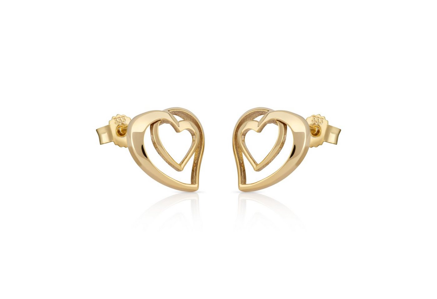 NKlaus Paar Ohrstecker Herz Ohrstecker 333 Gelb Gold 8 Karat Damen Ohrrin von NKlaus
