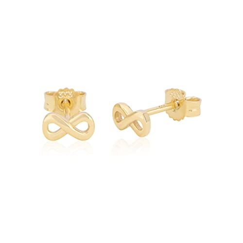 NKlaus Paar Ohrstecker Infinity Unendlichkeit 333 Gelb Gold 8 Karat 6x3mm Ohrringe 9511 von NKlaus