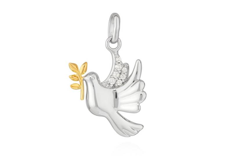 NKlaus Paar Ohrstecker Kettenanhänger Friedenstaube 925 Sterling Silber 17,5x14,5mm Zirkonia von NKlaus