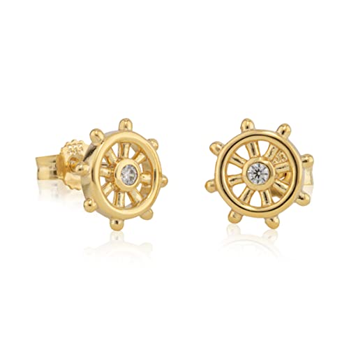 NKlaus Paar Ohrstecker Maritim Steuerrad 333 Gelb Gold 8 Karat 9mm Ruder Ohrringe mit Zirkonia 2097 von NKlaus
