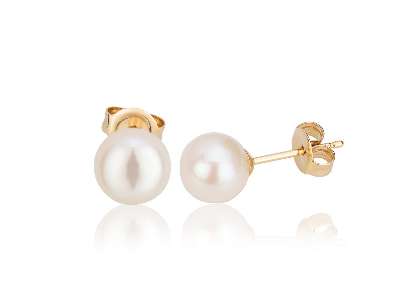 NKlaus Paar Ohrstecker Paar 7,5mm echte Süßwasserperle Ohrstecker 333 Gel von NKlaus