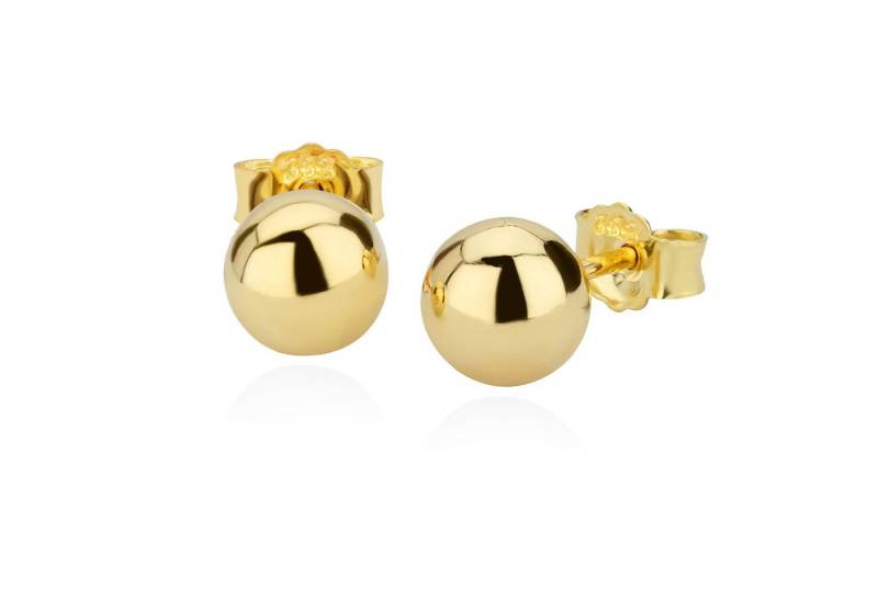 NKlaus Paar Ohrstecker Paar 7mm Kugel Ohrstecker 8 Karat 333 Gelbgold Damen Stecker Ohrringen (Einzel - 1 Stück) von NKlaus