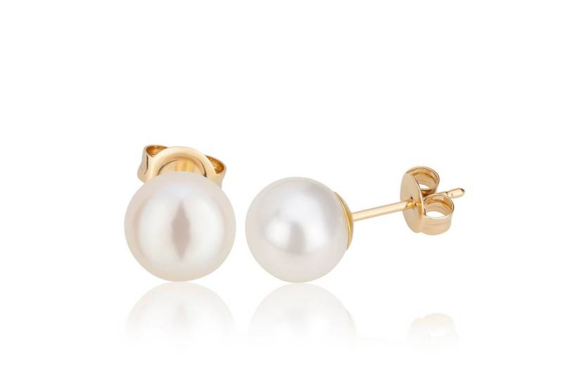 NKlaus Paar Ohrstecker Paar 8,5mm echte Süßwasserperle Ohrstecker 333 Gel von NKlaus