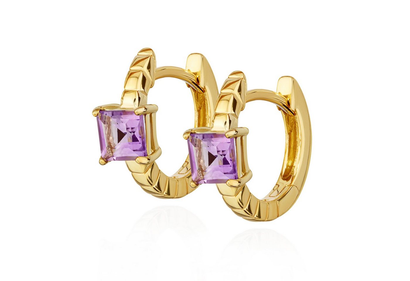 NKlaus Paar Ohrstecker Paar Creolen 333 Gelbgold 8 Karat 14,5x13mm echt Amethyst Damen Goldoh von NKlaus