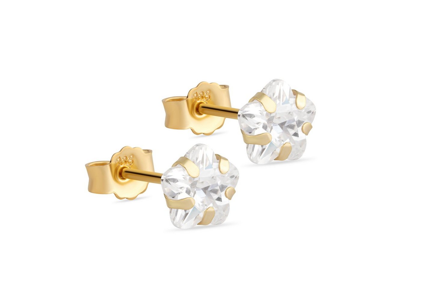 NKlaus Paar Ohrstecker Paar Damen Ohrstecker Blume 6mm Krappenfassung Zir (1 Paar - 2 Stück) von NKlaus