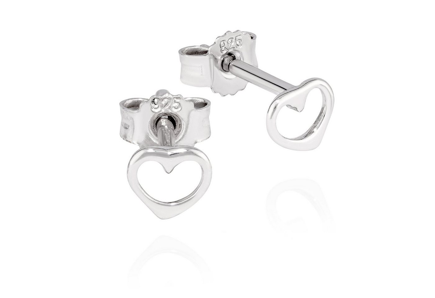 NKlaus Paar Ohrstecker Paar Herz Ohrstecker 925 Silber hochglanz rhodiniert 4x5mm Damen Ohrri von NKlaus