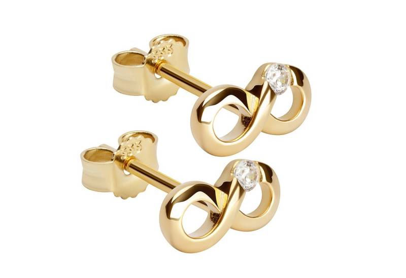 NKlaus Paar Ohrstecker Paar Infinity 9x4,5mm Ohrstecker 333 Gelbgold Zirk von NKlaus