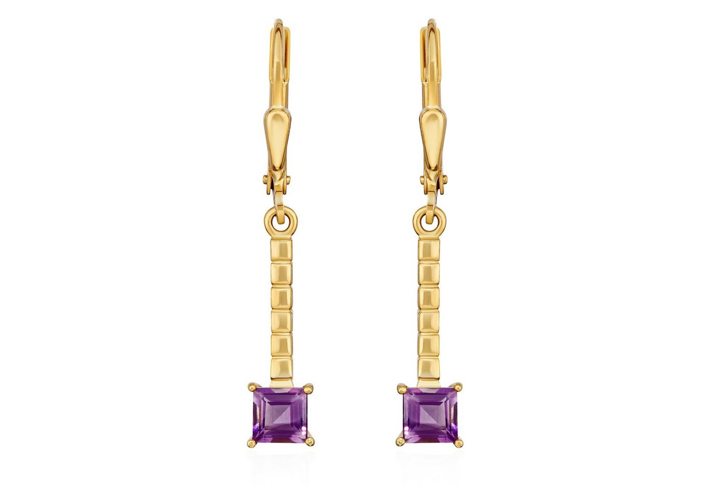 NKlaus Paar Ohrstecker Paar Ohrhänger 333 Gelbgold 8 Karat 17,5x4mm echt Amethyst Damen Goldo von NKlaus