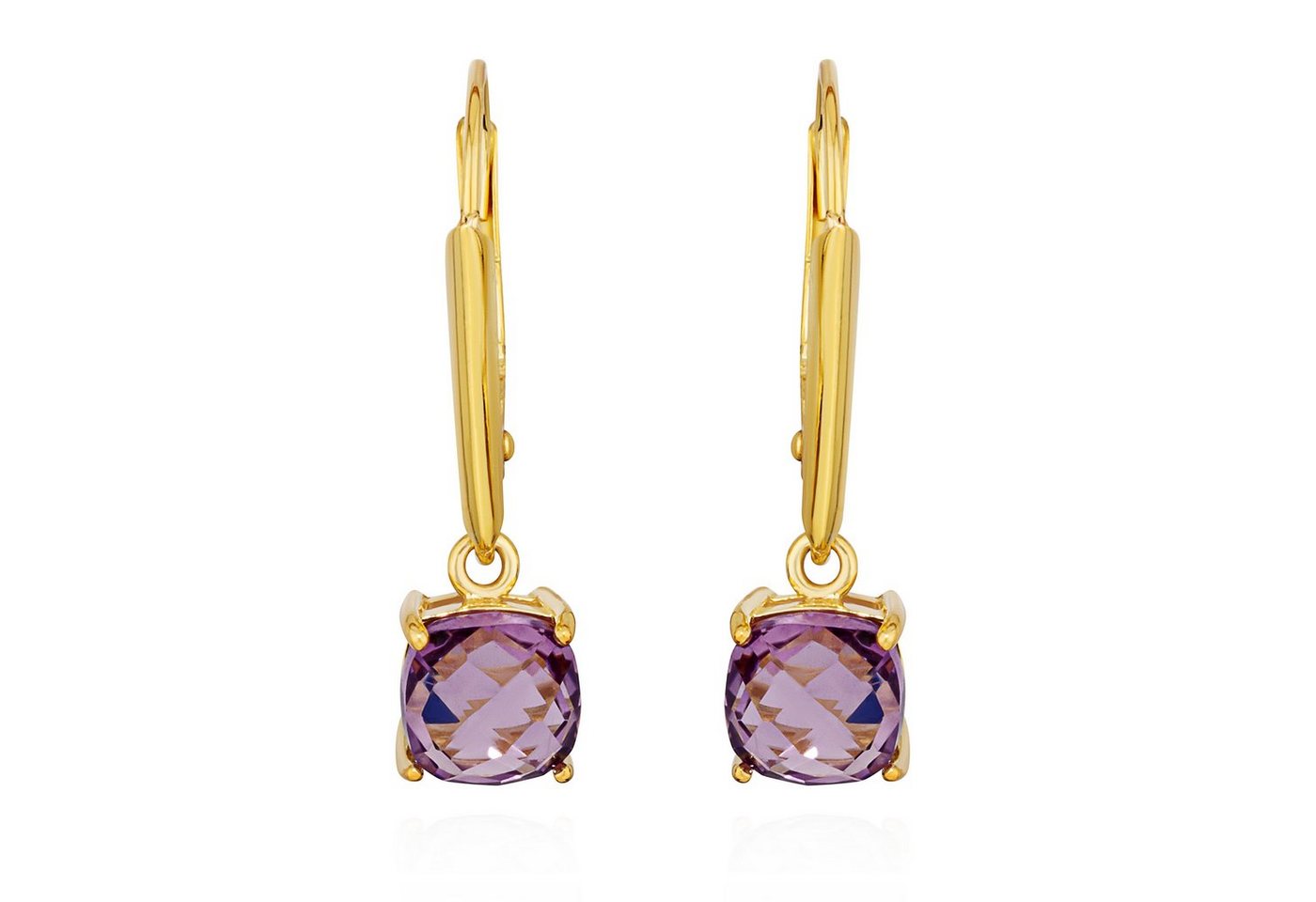 NKlaus Paar Ohrstecker Paar Ohrhänger 333 Gelbgold 8 Karat 6x6mm echt Amethyst Damen Goldohrr von NKlaus