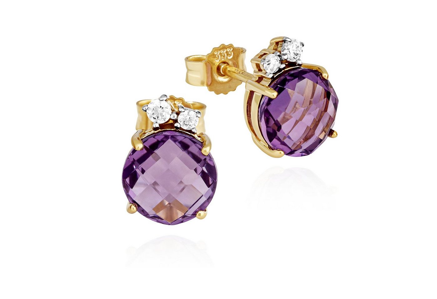 NKlaus Paar Ohrstecker Paar Ohrstecker 333 Gelbgold 8 Karat 7mm echt Amethyst Damen Goldohrri von NKlaus