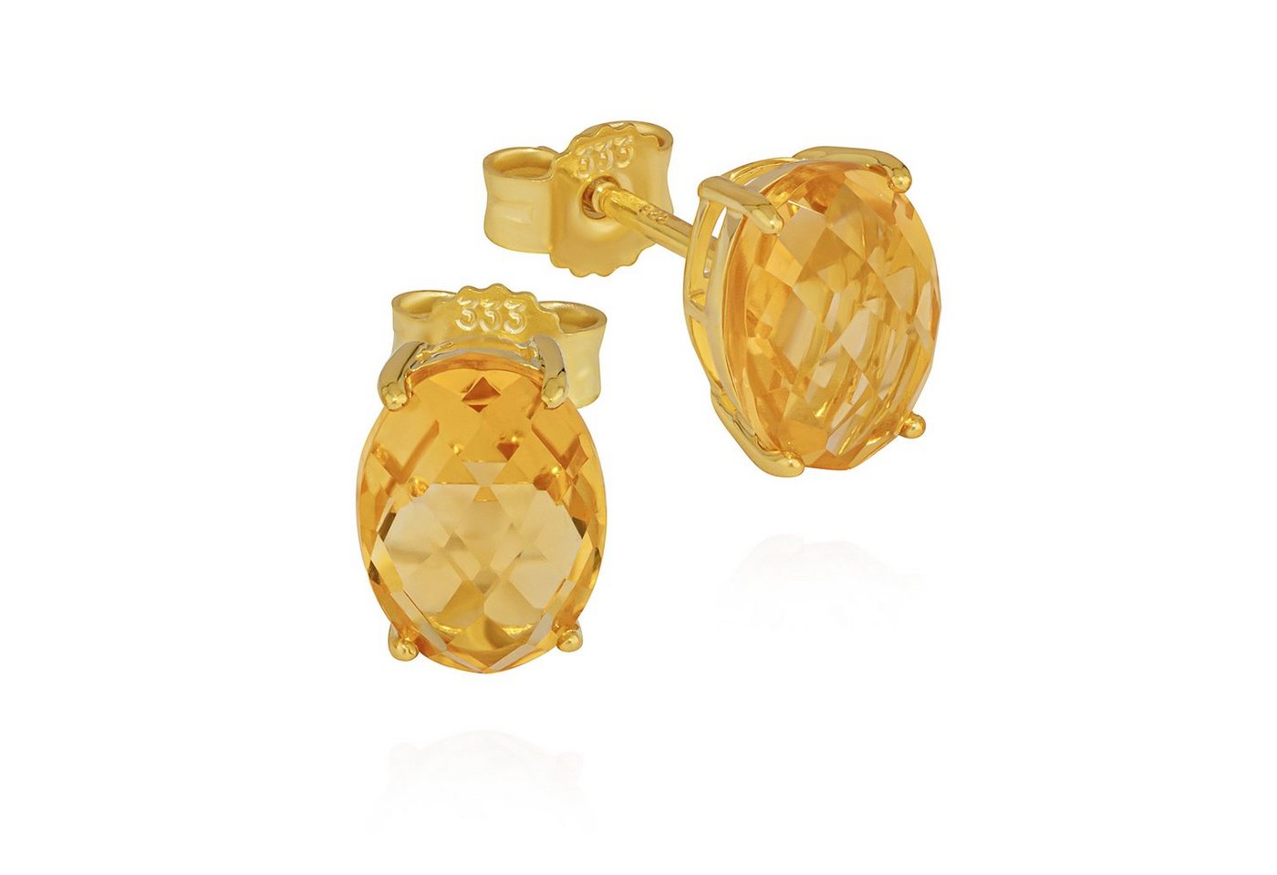 NKlaus Paar Ohrstecker Paar Ohrstecker 333 Gelbgold 8 Karat 8x6mm mit echt Citrin Damen Goldo von NKlaus