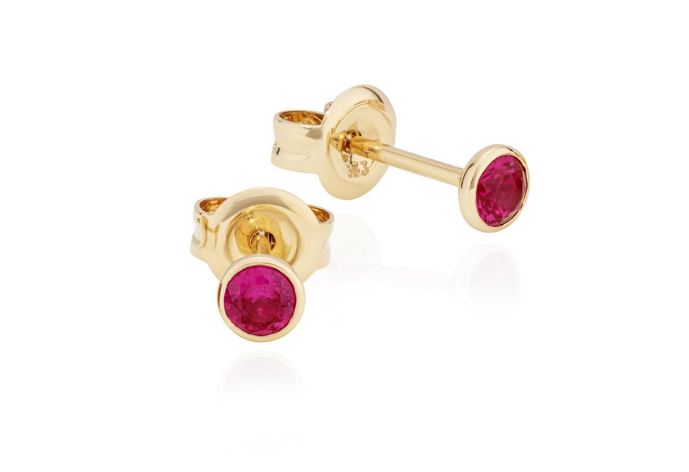 NKlaus Paar Ohrstecker Paar Ohrstecker 3mm rund 333 Gelb Gold Zirkonia ro von NKlaus