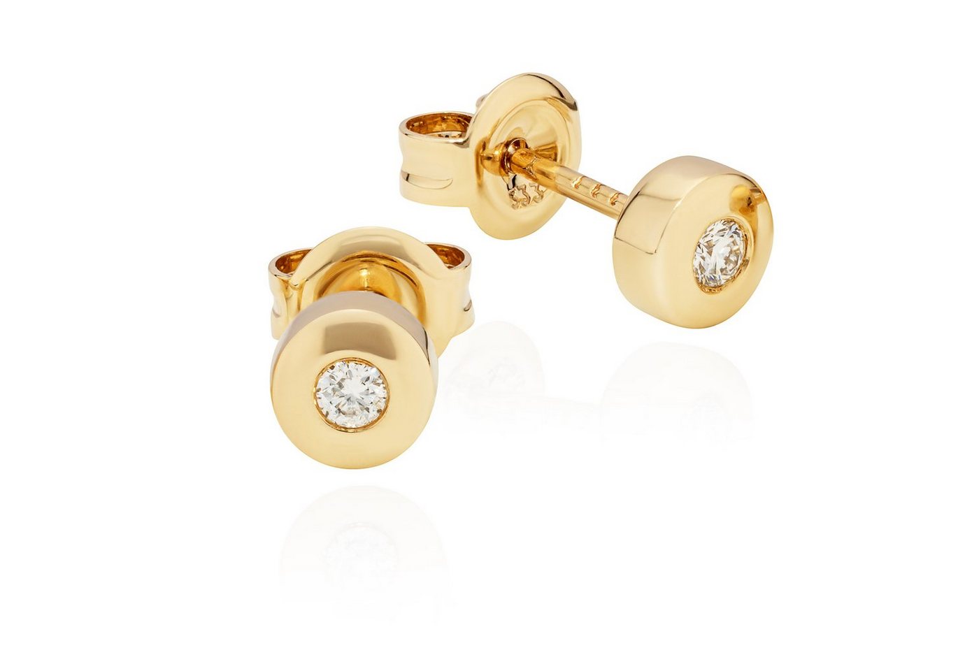 NKlaus Paar Ohrstecker Paar Ohrstecker 5mm rund 333 Gelb Gold Brilliant 0,06 ct W/Si Diamant von NKlaus