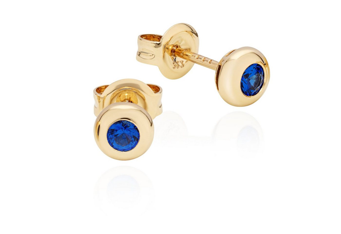 NKlaus Paar Ohrstecker Paar Ohrstecker 5mm rund 333 Gelb Gold glanz Zirkonia blau Damen Ohrri von NKlaus