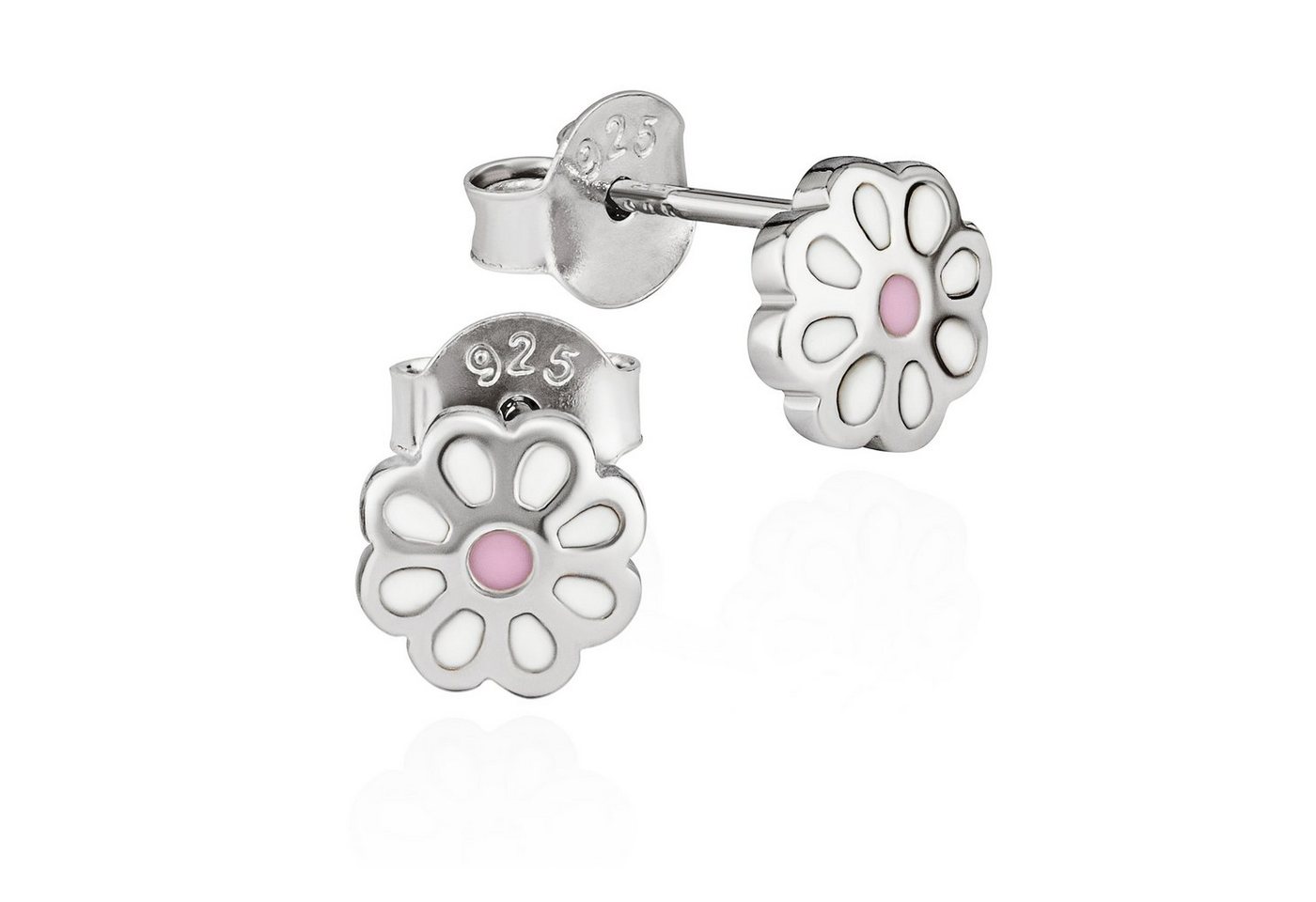 NKlaus Paar Ohrstecker Paar Ohrstecker Blume 925 Silber rhodiniert 7x7mm Damen Ohrringe Rosa von NKlaus