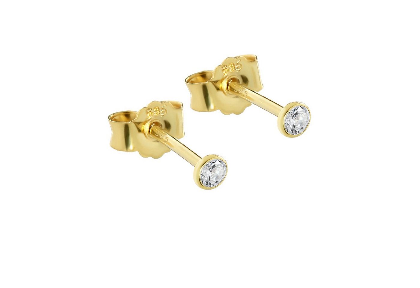 NKlaus Paar Ohrstecker Paar Ohrstecker Echt Gold 585er 2,5mm Cubic Zirkon (Paar) von NKlaus