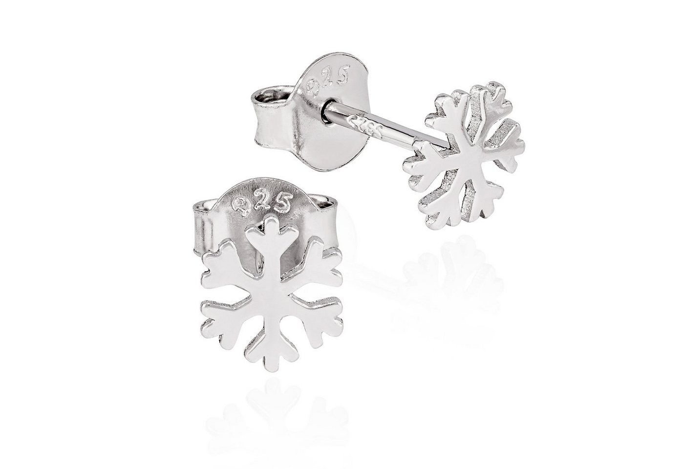 NKlaus Paar Ohrstecker Paar Ohrstecker Flocke 925 Silber rhodiniert hochglanz 6mm Motiv Ohrri von NKlaus